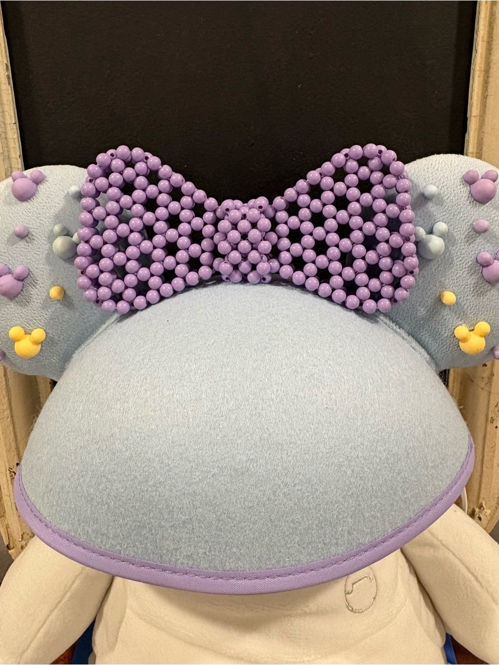Disney Minnie Hat Light Blue felt with Lavender Trim